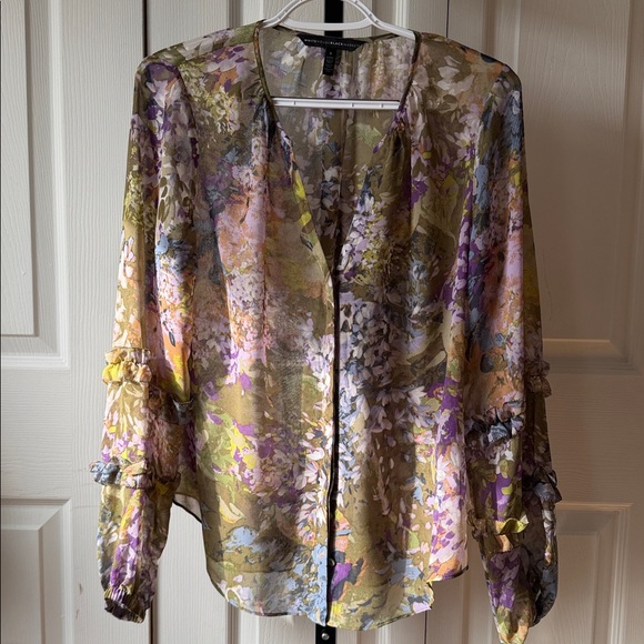 White House Black Market Floral Sheer Blouse - Picture 6 of 12